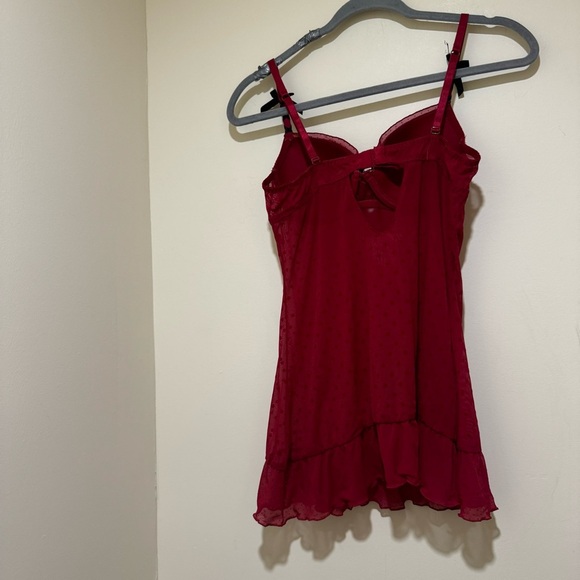 Women’s Blush Brand Sexy Coquette Bow Red Black Eyelet Lingerie Slip Top Size: M - Picture 9 of 15